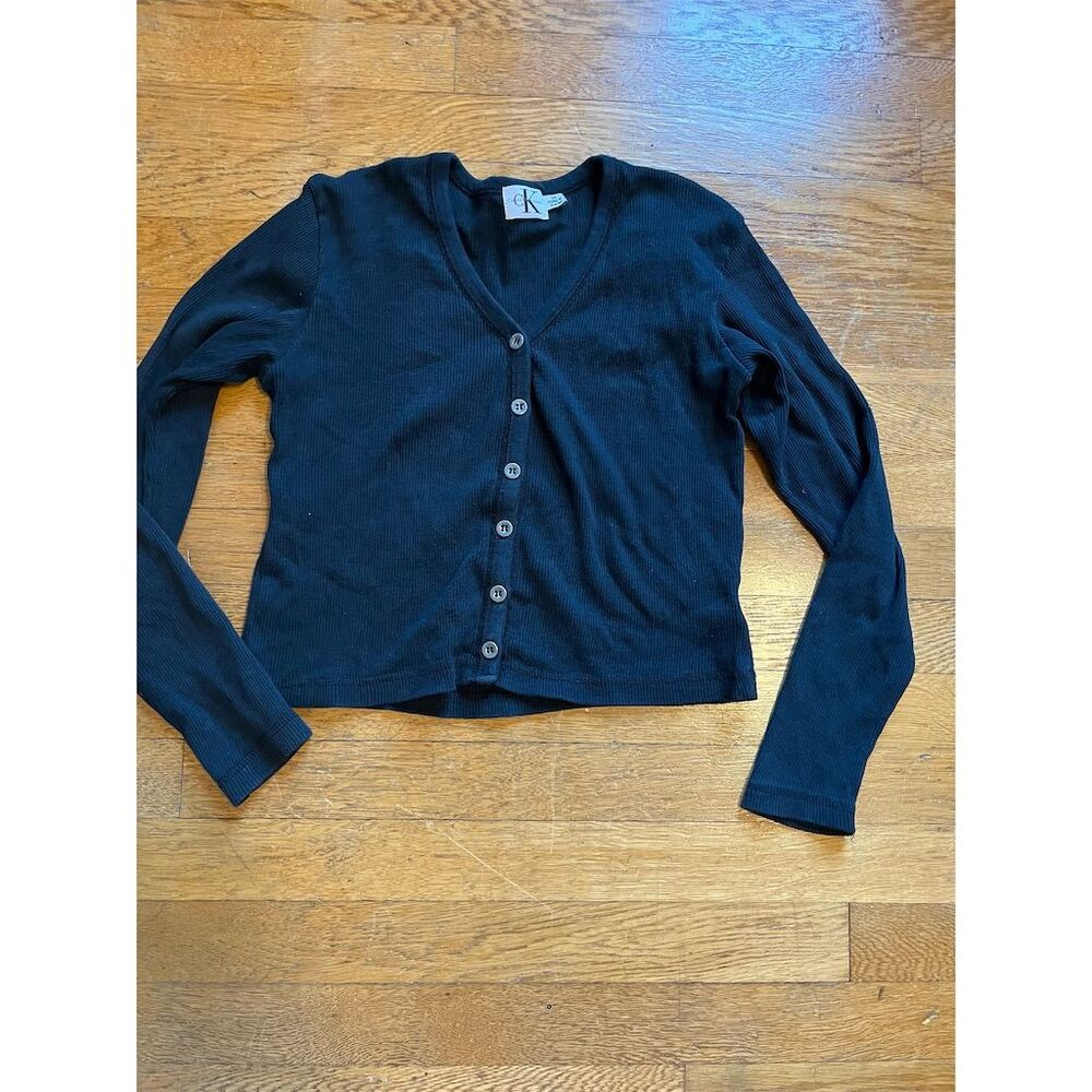 Calvin Klein Jeans Women's Black V-Neck Cardigan Sweater Size M
